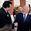 Germanna Foundation President J. Marc Wheat greets Germanna descendant Buzz Aldrin